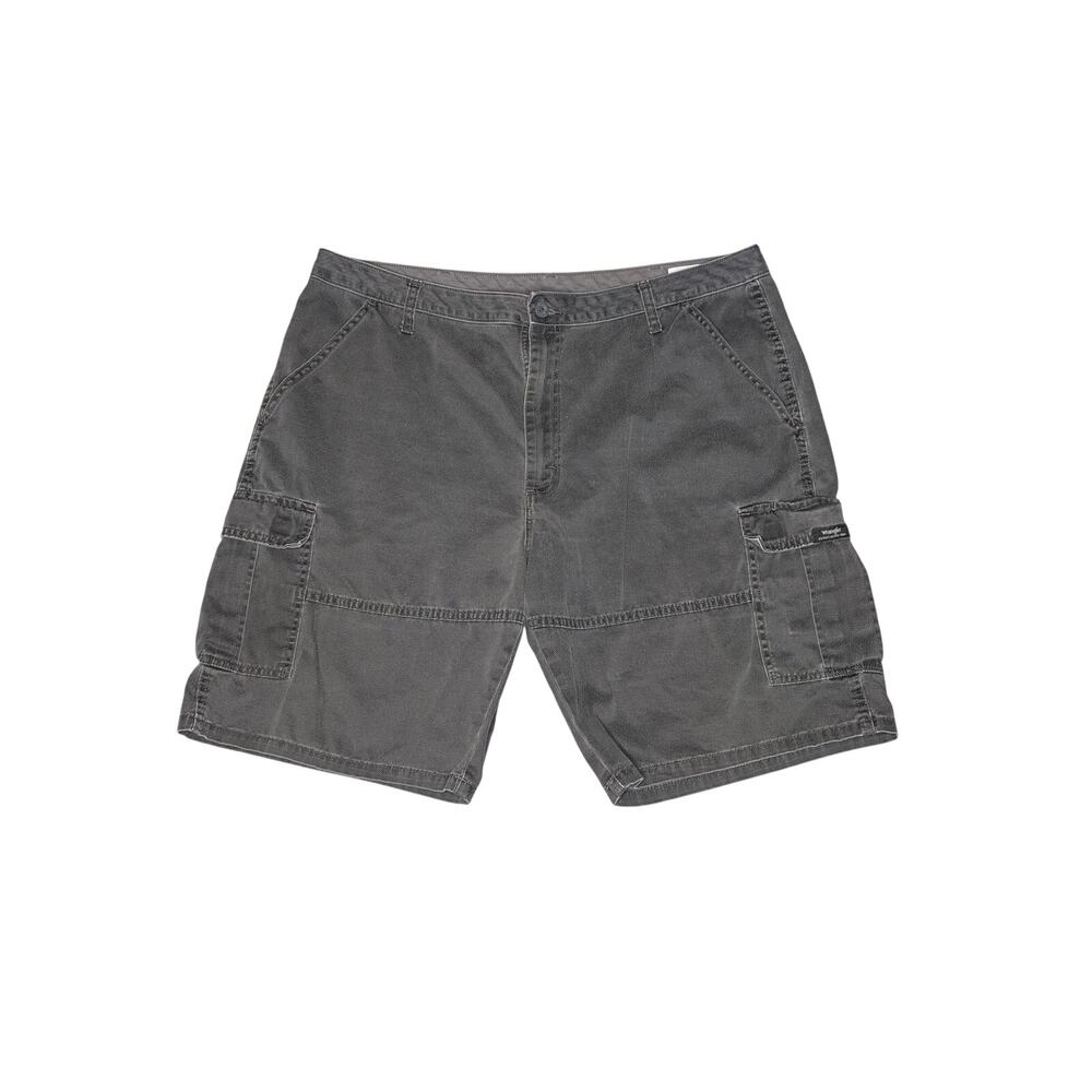 Wrangler Men’s Y2K Cargo Shorts 40 Thick Distressed Canvas Skater Grunge Gray